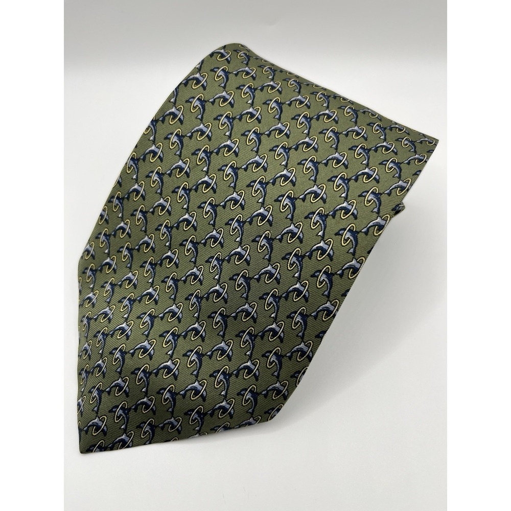 BROOKS‎ BROTHERS  MAKERS LIMITED EDITION BLUE DOLPHINS TIE  MADE IN USA ALL SILK